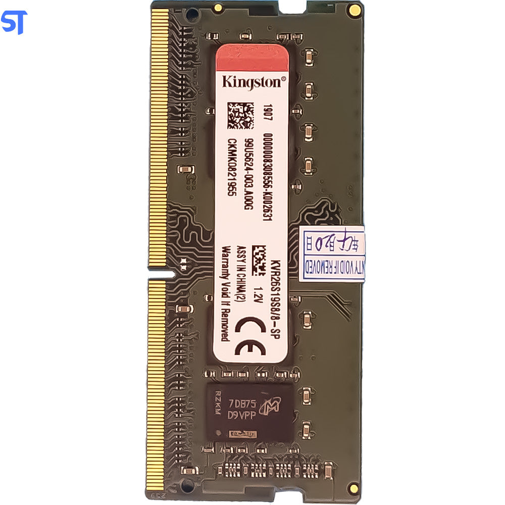 Memoria Ram Notebook 8Gb Ddr4 2666MHz KVR26S19S8/8 Kingston